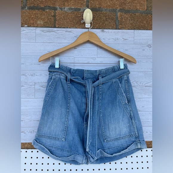 AMO Shorts Blue Finder Keepers Paperbag Denim Women size 27 - Picture 2 of 13